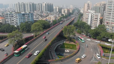 Multi-level junction on a freeway in a big city. Stock Footage 118140661