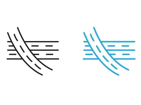 Multi level junction icon black and white vector outline sign Illustrazione stock