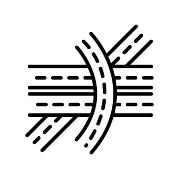 Multi level junction icon linear logo mark in black and white Stock Illustration