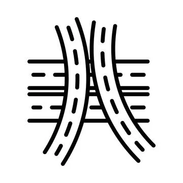 Multi level junction linear logo mark in black and white Stock Illustration