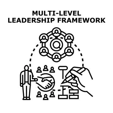 Multi level leadership framework implementing teamwork strategy Stock Illustration