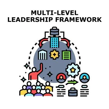 Multi level leadership framework implementing business strategy Stock Illustration