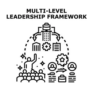 Multi level leadership framework implementing business strategy Stock Illustration