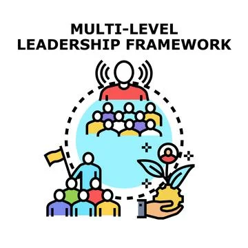 Multi level leadership framework managing corporate hierarchy Stock Illustration