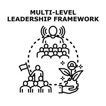 Multi level leadership framework managing corporate hierarchy Stock Illustration