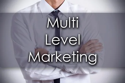 Multi Level Marketing MLM - Young businessman with text - business concept Stock Photos