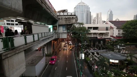  Multi-level movement. Large concrete crossings for 스톡 동영상 72574884