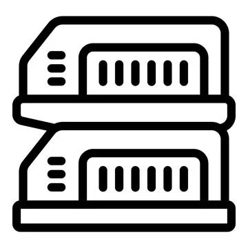 Multi level paper tray icon outline vector. Desk files container Stockillustratie