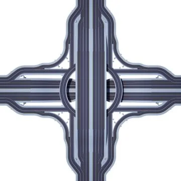 Multi-level road junction from above view Illustrazione stock