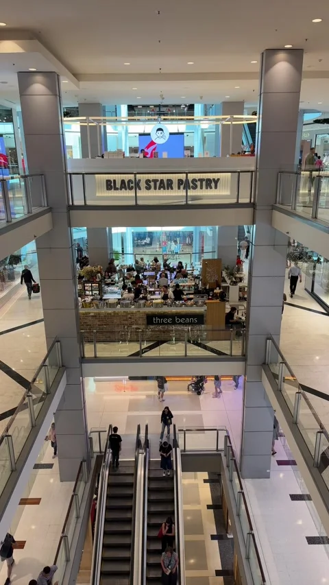 Multi-level shopping mall interior in Sydney, Australia Stock Footage 321610643
