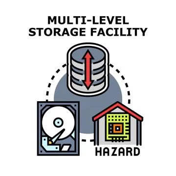 Multi level storage facility data hazard concept Illustrazione stock