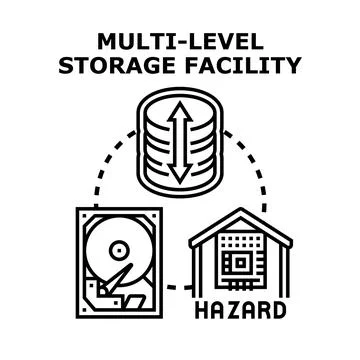 Multi level storage facility data hazard concept Stock Illustration