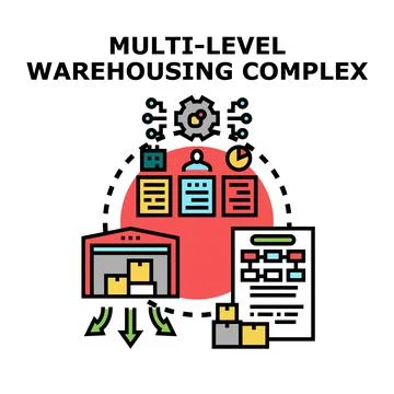 Multi level warehousing system management concept Stock Illustration