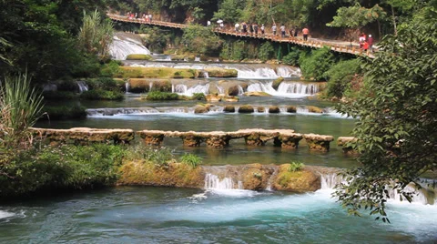 Multi-level waterfalls Stock Footage 32234821