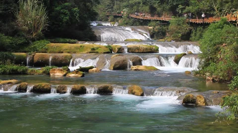 Multi-level waterfalls Stock Footage 32234853