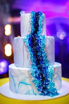 Multi level wedding cake on the table Stock Photos