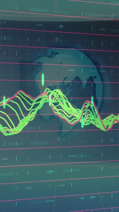 Multi-line waveform visualization starting rising peak, shifting across 10 Stock Footage 334602832