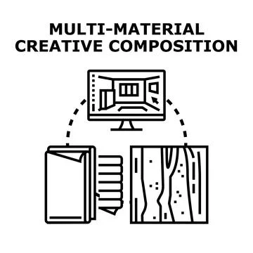 Multi material creative composition for interior design project Ilustração Stock