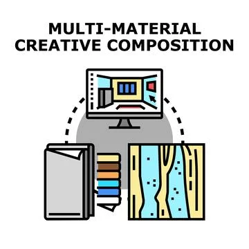 Multi material creative composition for interior design project Ilustração Stock