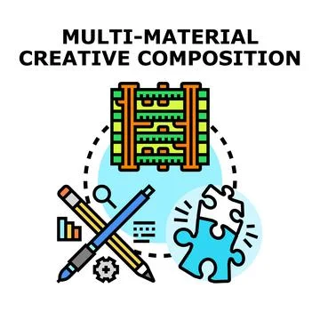 Multi material creative composition process vector concept Illustrazione stock
