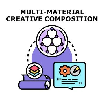 Multi material creative composition process for innovative design Illustrazione stock