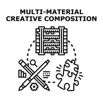 Multi material creative composition process vector concept Stock Illustration