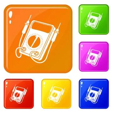 Multi meter icons set vector color 스톡 일러스트