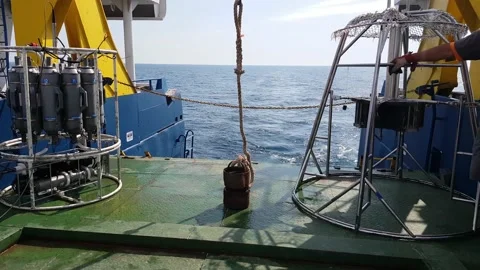 Multi (Multiple) corers sampler oceanography Stock Footage 138300365