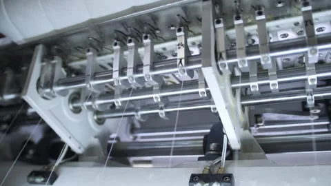 Multi-Needle Quilting Machine Close-Up Stock-Footage 240757187