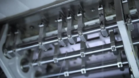 Multi-Needle Quilting Machine Close-Up Stock-Footage 240757195