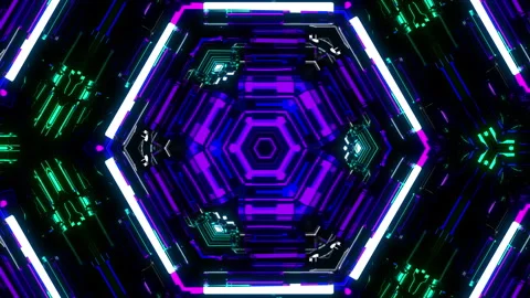 Multi-neon tunnel Stock Footage 303101620