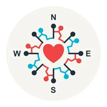 Multi Nodal Heart Compass Illustrazione stock