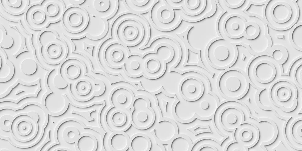 Multi overlay white concentric round circles polygons pattern background wa.. Stock Illustration