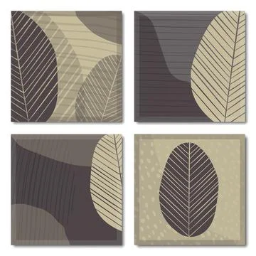 Multi-page botanical abstract background or poster template 스톡 일러스트