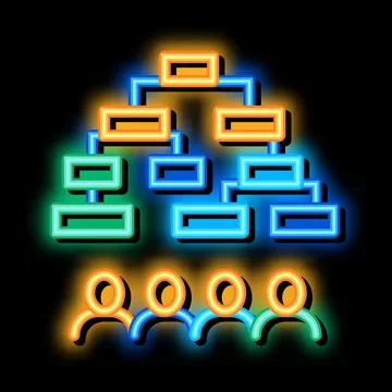 Multi-pass algorithm neon glow icon illustration Stockillustratie