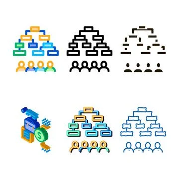 Multi-pass simplified algorithm icon vector outline Stock Illustration
