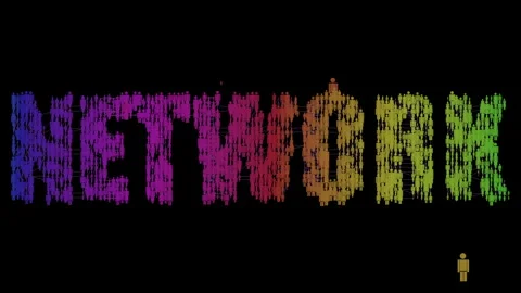 Multi People symbols connect to spell NETWORK on communication concept Stock Footage 323083733