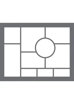 Multi Photo Collage Frame with Central Circle Openings Stock Illustration