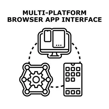 Multi platform browser application interface developing 库存插图