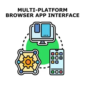 Multi platform browser application interface developing Stock Illustration