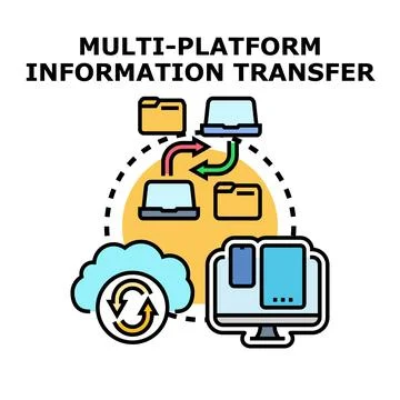 Multi platform information transfer concept vector illustration Stock Illustration