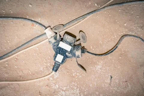 Multi plug, electric splitter, several sockets on extension power cord Stock Photos