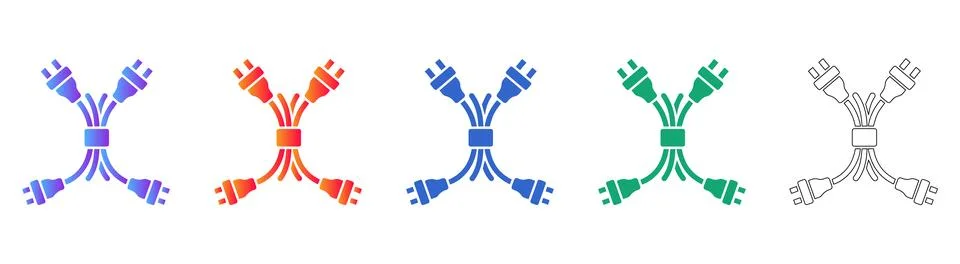 Multi Plug Electrical Adapter Icon Set Ilustração Stock