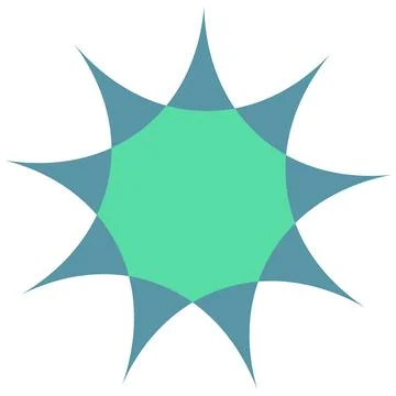 Multi pointed star shape in green and blue color isolated on white. Clipart. Stock Illustration