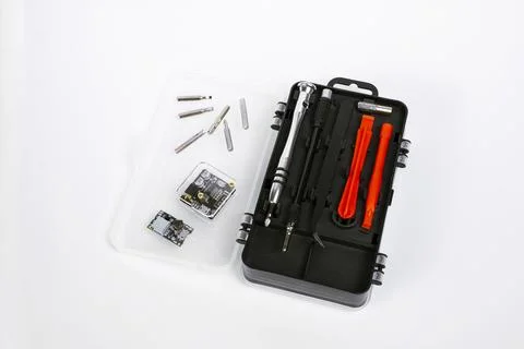 Multi precision screwdriver set in the plastic box Stock Photos