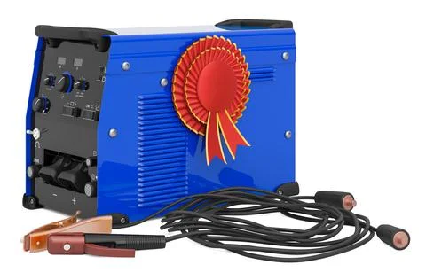 Multi-process welder machine with best choice badge, 3D rendering イラスト素材