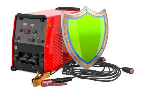 Multi-process welder machine unicycle with shield, 3D rendering Stock Illustration