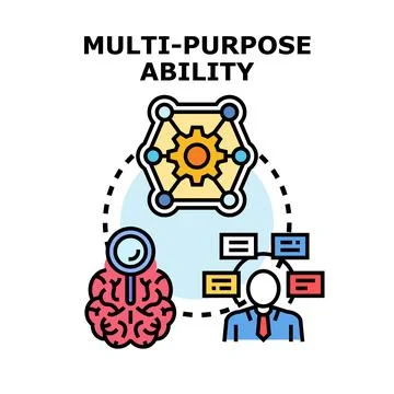 Multi purpose ability developing diverse professional skills concept Stock Illustration