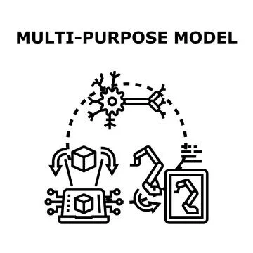 Multi purpose model delivering artificial intelligence solutions Stock Illustration