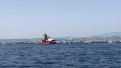 Multi Purpose Offshore Vessel Normand Maximus on anchorage of Limassol port Stock Footage 132328792